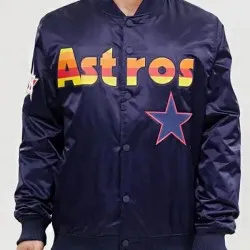 Astros Big Logo Satin Bomber Jacket