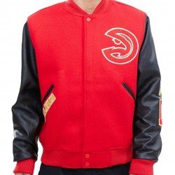 Atlanta Hawks Red and Black Varsity Jacket