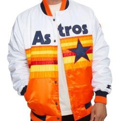 Astros Houston White and Orange Satin Jacket