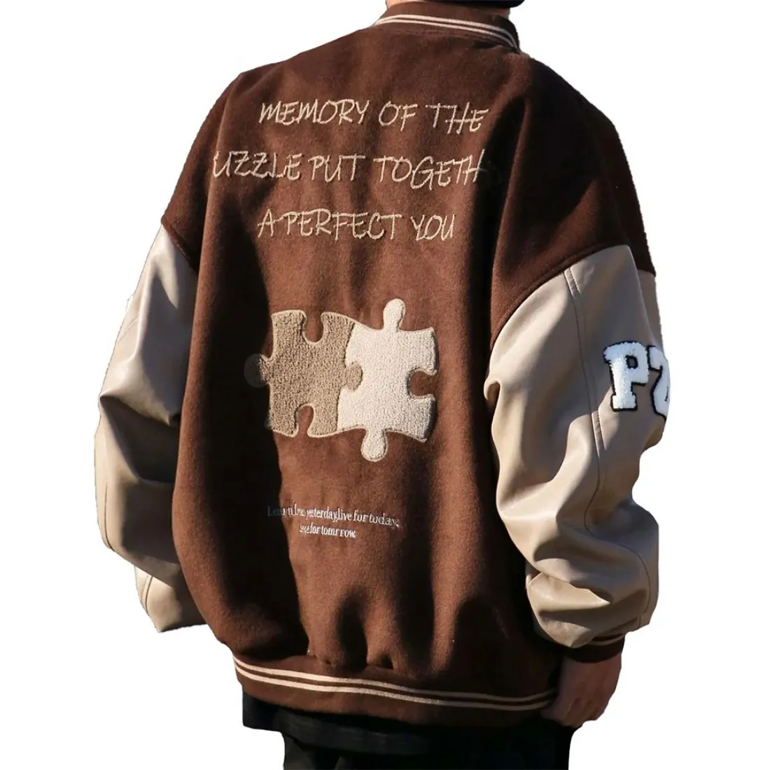 Achock Brown Wool Varsity Jacket - Image 3