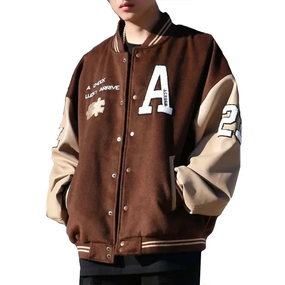 Achock Brown Wool Varsity Jacket - Image 2