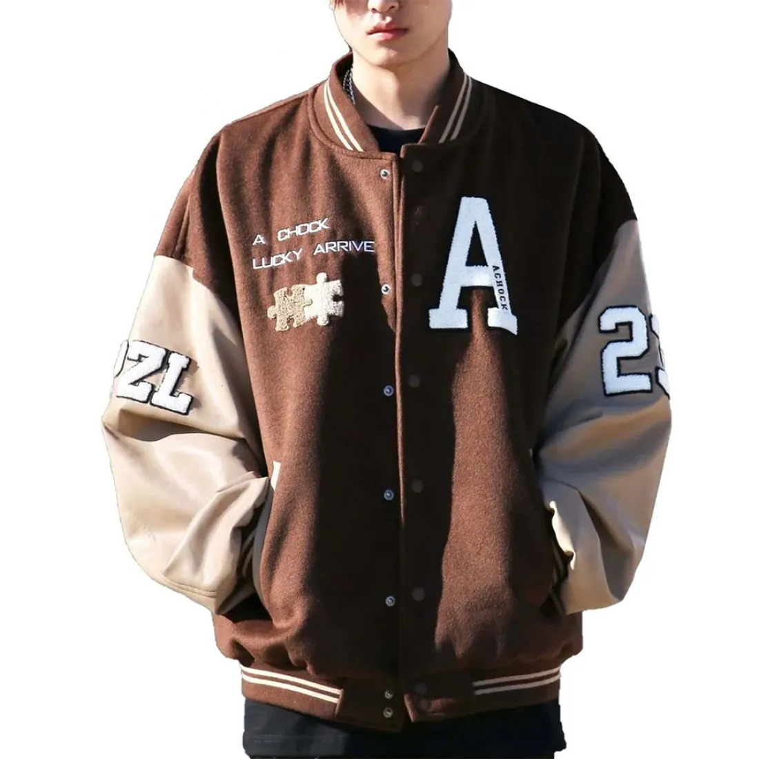 Achock Brown Wool Varsity Jacket - Image 4
