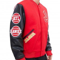 Atlanta Hawks Red and Black Varsity Jacket - Image 2