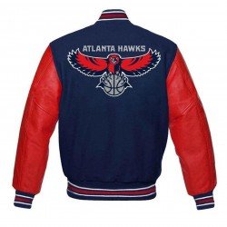 Atlanta Hawks Red and Blue Varsity Jacket