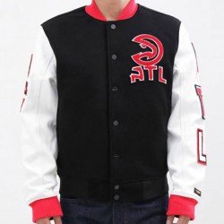 Atlanta Hawks Black and White Varsity Jacket